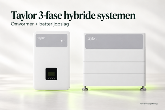 Taylor 3-fase hybride omvormer met EQ6000 Plus batterijopslag – voorbeeldopstelling